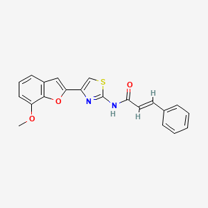 molecular formula C21H16N2O3S B3003032 N-(4-(7-methoxybenzofuran-2-yl)thiazol-2-yl)cinnamamide CAS No. 942007-07-0