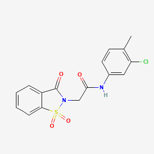 molecular formula C16H13ClN2O4S B3003038 N-(3-chloro-4-methylphenyl)-2-(1,1-dioxido-3-oxo-1,2-benzothiazol-2(3H)-yl)acetamide CAS No. 484669-45-6