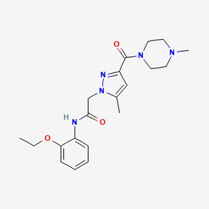 molecular formula C20H27N5O3 B3003039 N-(2-ethoxyphenyl)-2-(5-methyl-3-(4-methylpiperazine-1-carbonyl)-1H-pyrazol-1-yl)acetamide CAS No. 1172787-48-2