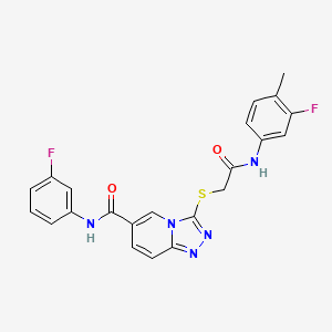 molecular formula C22H17F2N5O2S B3003045 N-{4-[4-(2,4-dimethylphenyl)-1,3-oxazol-2-yl]phenyl}-2-(4-methoxyphenyl)acetamide CAS No. 1112430-02-0