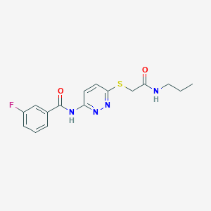 molecular formula C16H17FN4O2S B3003046 3-fluoro-N-(6-((2-oxo-2-(propylamino)ethyl)thio)pyridazin-3-yl)benzamide CAS No. 1021090-64-1