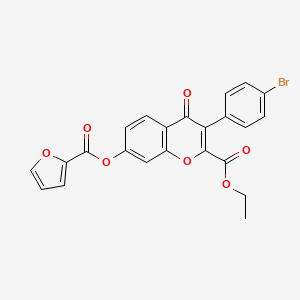 molecular formula C23H15BrO7 B3003052 3-(4-溴苯基)-7-(呋喃-2-羰基氧基)-4-氧代色满-2-羧酸乙酯 CAS No. 610752-49-3
