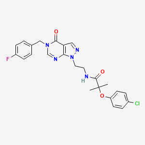 B3003060 2-(4-chlorophenoxy)-N-(2-(5-(4-fluorobenzyl)-4-oxo-4,5-dihydro-1H-pyrazolo[3,4-d]pyrimidin-1-yl)ethyl)-2-methylpropanamide CAS No. 922059-83-4