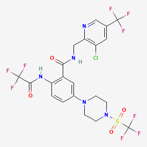 N-{[3-chloro-5-(trifluoromethyl)pyridin-2-yl]methyl}-2-(2,2,2-trifluoroacetamido)-5-(4-trifluoromethanesulfonylpiperazin-1-yl)benzamide