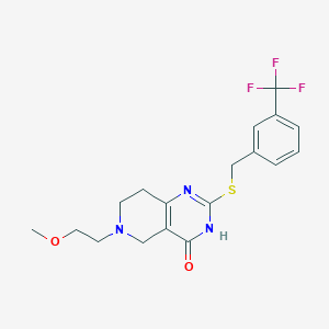 molecular formula C18H20F3N3O2S B3003064 6-(2-methoxyethyl)-2-((3-(trifluoromethyl)benzyl)thio)-5,6,7,8-tetrahydropyrido[4,3-d]pyrimidin-4(3H)-one CAS No. 1116082-23-5