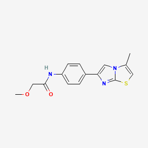 molecular formula C15H15N3O2S B3003074 2-methoxy-N-(4-(3-methylimidazo[2,1-b]thiazol-6-yl)phenyl)acetamide CAS No. 893989-03-2