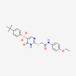 molecular formula C24H27N3O5S2 B3003077 2-((5-((4-(tert-butyl)phenyl)sulfonyl)-6-oxo-1,6-dihydropyrimidin-2-yl)thio)-N-(4-ethoxyphenyl)acetamide CAS No. 893789-69-0