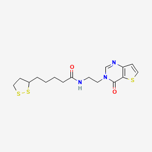 B3003079 5-(1,2-dithiolan-3-yl)-N-(2-(4-oxothieno[3,2-d]pyrimidin-3(4H)-yl)ethyl)pentanamide CAS No. 2034553-30-3