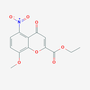 molecular formula C13H11NO7 B300308 ethyl 5-nitro-8-methoxy-4-oxo-4H-chromene-2-carboxylate 