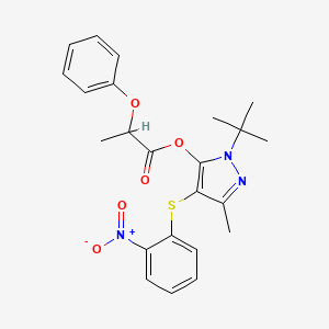 1-(tert-butyl)-3-methyl-4-((2-nitrophenyl)thio)-1H-pyrazol-5-yl 2-phenoxypropanoate