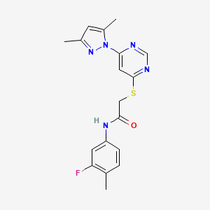 2-((6-(3,5-dimethyl-1H-pyrazol-1-yl)pyrimidin-4-yl)thio)-N-(3-fluoro-4-methylphenyl)acetamide