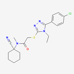 molecular formula C20H24ClN5OS B3003120 2-[[5-(4-chlorophenyl)-4-ethyl-1,2,4-triazol-3-yl]sulfanyl]-N-(1-cyanocyclohexyl)-N-methylacetamide CAS No. 853340-26-8