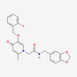 molecular formula C23H21FN2O5 B3003121 N-(benzo[d][1,3]dioxol-5-ylmethyl)-2-(5-((2-fluorobenzyl)oxy)-2-methyl-4-oxopyridin-1(4H)-yl)acetamide CAS No. 946332-91-8