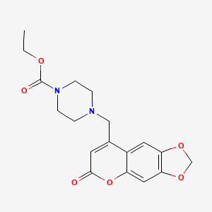 molecular formula C18H20N2O6 B3003126 Ethyl 4-[(6-oxo-[1,3]dioxolo[4,5-g]chromen-8-yl)methyl]piperazine-1-carboxylate CAS No. 859113-77-2