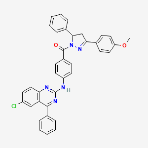 molecular formula C37H28ClN5O2 B3003131 (4-((6-chloro-4-phenylquinazolin-2-yl)amino)phenyl)(3-(4-methoxyphenyl)-5-phenyl-4,5-dihydro-1H-pyrazol-1-yl)methanone CAS No. 330557-15-8