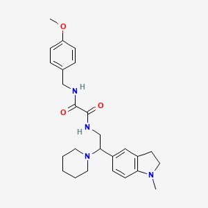 molecular formula C26H34N4O3 B3003137 N1-(4-甲氧基苄基)-N2-(2-(1-甲基吲哚-5-基)-2-(哌啶-1-基)乙基)草酰胺 CAS No. 922031-92-3