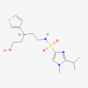 molecular formula C16H25N3O3S2 B3003138 N-(5-hydroxy-3-(thiophen-3-yl)pentyl)-2-isopropyl-1-methyl-1H-imidazole-4-sulfonamide CAS No. 2034312-58-6