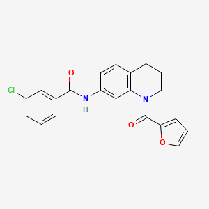 molecular formula C21H17ClN2O3 B3003158 3-chloro-N-[1-(2-furoyl)-1,2,3,4-tetrahydroquinolin-7-yl]benzamide CAS No. 946367-34-6
