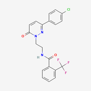 molecular formula C20H15ClF3N3O2 B3003159 N-[2-[3-(4-chlorophenyl)-6-oxopyridazin-1-yl]ethyl]-2-(trifluoromethyl)benzamide CAS No. 921577-37-9