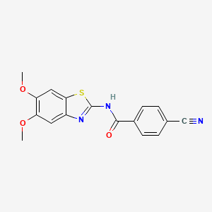 molecular formula C17H13N3O3S B3003166 4-氰基-N-(5,6-二甲氧基苯并[d]噻唑-2-基)苯甲酰胺 CAS No. 895437-10-2