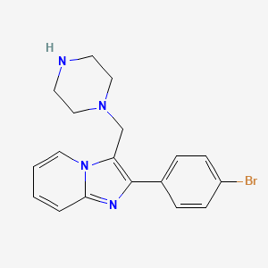 molecular formula C18H19BrN4 B3003172 2-(4-Bromophenyl)-3-(piperazin-1-ylmethyl)imidazo[1,2-a]pyridine CAS No. 681260-10-6