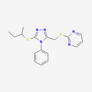 molecular formula C17H19N5S2 B3003178 2-[(5-Butan-2-ylsulfanyl-4-phenyl-1,2,4-triazol-3-yl)methylsulfanyl]pyrimidine CAS No. 868221-27-6