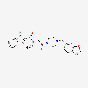 molecular formula C24H23N5O4 B3003180 3-(2-(4-(benzo[d][1,3]dioxol-5-ylmethyl)piperazin-1-yl)-2-oxoethyl)-3H-pyrimido[5,4-b]indol-4(5H)-one CAS No. 1105227-78-8