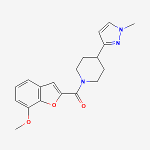 molecular formula C19H21N3O3 B3003208 (7-methoxybenzofuran-2-yl)(4-(1-methyl-1H-pyrazol-3-yl)piperidin-1-yl)methanone CAS No. 2034417-57-5