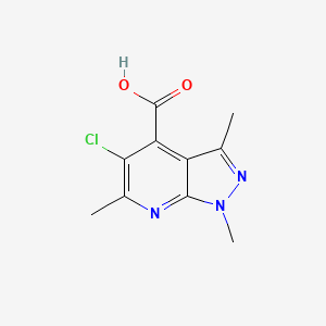 molecular formula C10H10ClN3O2 B3003211 5-chloro-1,3,6-trimethyl-1H-pyrazolo[3,4-b]pyridine-4-carboxylic acid CAS No. 937600-63-0