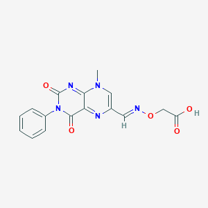 molecular formula C16H13N5O5 B300322 ({[(8-Methyl-2,4-dioxo-3-phenyl-2,3,4,8-tetrahydro-6-pteridinyl)methylene]amino}oxy)acetic acid 