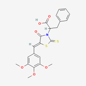molecular formula C22H21NO6S2 B3003220 2-[(5Z)-4-oxo-2-sulfanylidene-5-[(3,4,5-trimethoxyphenyl)methylidene]-1,3-thiazolidin-3-yl]-3-phenylpropanoic acid CAS No. 306324-18-5