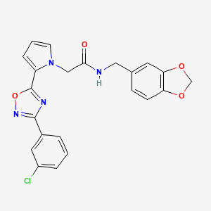 molecular formula C22H17ClN4O4 B3003226 N-(1,3-benzodioxol-5-ylmethyl)-2-{2-[3-(3-chlorophenyl)-1,2,4-oxadiazol-5-yl]-1H-pyrrol-1-yl}acetamide CAS No. 1260992-72-0