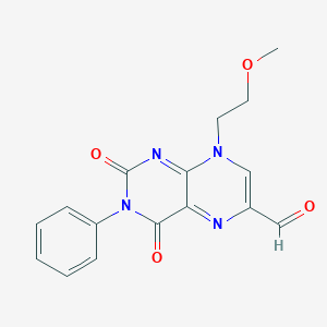 molecular formula C16H14N4O4 B300323 8-(2-Methoxyethyl)-2,4-dioxo-3-phenylpteridine-6-carbaldehyde 