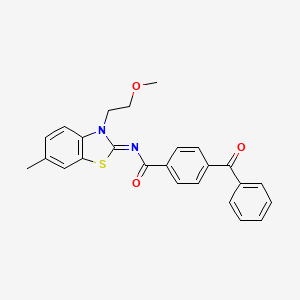 molecular formula C25H22N2O3S B3003233 (Z)-4-苯甲酰-N-(3-(2-甲氧基乙基)-6-甲基苯并[d]噻唑-2(3H)-亚甲基)苯甲酰胺 CAS No. 864974-90-3