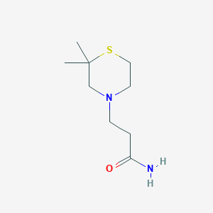 molecular formula C9H18N2OS B3003236 3-(2,2-二甲基硫代吗啉-4-基)丙酰胺 CAS No. 1602346-27-9