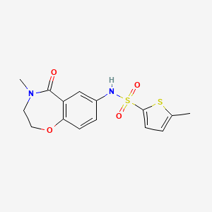 molecular formula C15H16N2O4S2 B3003237 5-methyl-N-(4-methyl-5-oxo-2,3,4,5-tetrahydrobenzo[f][1,4]oxazepin-7-yl)thiophene-2-sulfonamide CAS No. 922061-77-6