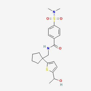 molecular formula C21H28N2O4S2 B3003258 4-(N,N-dimethylsulfamoyl)-N-((1-(5-(1-hydroxyethyl)thiophen-2-yl)cyclopentyl)methyl)benzamide CAS No. 2034568-97-1