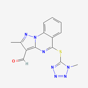 2-Methyl-5-(1-methyltetrazol-5-yl)sulfanylpyrazolo[1,5-a]quinazoline-3-carbaldehyde