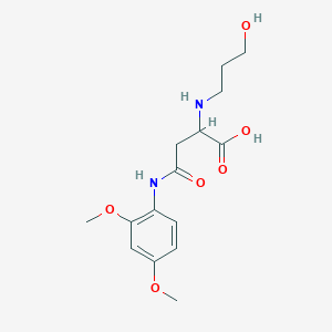 molecular formula C15H22N2O6 B3003272 4-((2,4-Dimethoxyphenyl)amino)-2-((3-hydroxypropyl)amino)-4-oxobutanoic acid CAS No. 1860842-84-7
