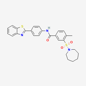 molecular formula C27H27N3O3S2 B3003277 3-(azepan-1-ylsulfonyl)-N-[4-(1,3-benzothiazol-2-yl)phenyl]-4-methylbenzamide CAS No. 941000-13-1