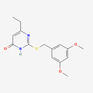 molecular formula C15H18N2O3S B3003282 2-((3,5-dimethoxybenzyl)thio)-6-ethylpyrimidin-4(3H)-one CAS No. 900007-92-3