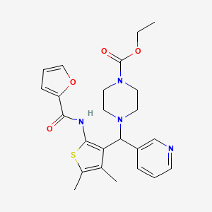 molecular formula C24H28N4O4S B3003285 Ethyl 4-((2-(furan-2-carboxamido)-4,5-dimethylthiophen-3-yl)(pyridin-3-yl)methyl)piperazine-1-carboxylate CAS No. 618404-70-9