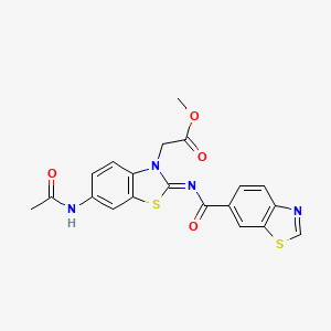 molecular formula C20H16N4O4S2 B3003293 (Z)-methyl 2-(6-acetamido-2-((benzo[d]thiazole-6-carbonyl)imino)benzo[d]thiazol-3(2H)-yl)acetate CAS No. 865199-58-2