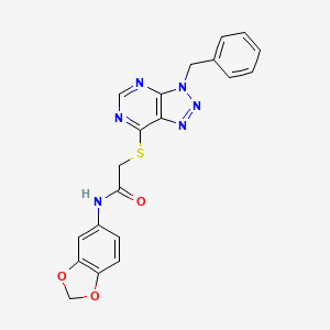 molecular formula C20H16N6O3S B3003296 N-(benzo[d][1,3]dioxol-5-yl)-2-((3-benzyl-3H-[1,2,3]triazolo[4,5-d]pyrimidin-7-yl)thio)acetamide CAS No. 941905-86-8