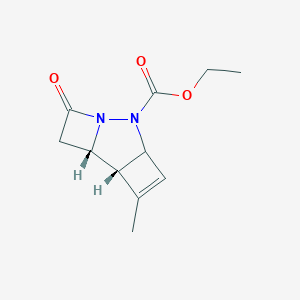 molecular formula C11H14N2O3 B300330 Ethyl 9-methyl-4-oxo-5,6-diazatricyclo[5.2.0.0~2,5~]non-8-ene-6-carboxylate 