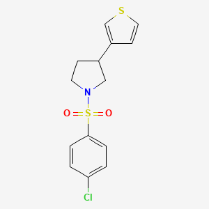 molecular formula C14H14ClNO2S2 B3003300 1-((4-Chlorophenyl)sulfonyl)-3-(thiophen-3-yl)pyrrolidine CAS No. 2194902-11-7