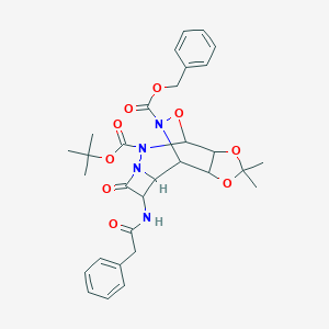 13-Benzyl 6-tert-butyl 10,10-dimethyl-4-oxo-3-[(phenylacetyl)amino]-9,11,14-trioxa-5,6,13-triazatetracyclo[5.5.2.0~2,5~.0~8,12~]tetradecane-6,13-dicarboxylate