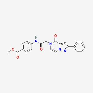 molecular formula C22H18N4O4 B3003328 4-{[(4-氧代-2-苯基吡唑并[1,5-a]哒嗪-5(4H)-基)乙酰]氨基}苯甲酸甲酯 CAS No. 941920-42-9