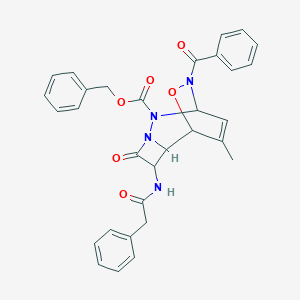 Benzyl 8-benzoyl-10-methyl-4-oxo-3-[(2-phenylacetyl)amino]-9-oxa-5,6,8-triazatricyclo[5.2.2.02,5]undec-10-ene-6-carboxylate