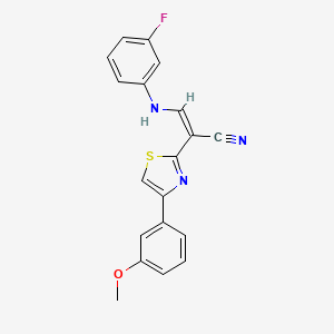 molecular formula C19H14FN3OS B3003331 (Z)-3-((3-fluorophenyl)amino)-2-(4-(3-methoxyphenyl)thiazol-2-yl)acrylonitrile CAS No. 476676-51-4